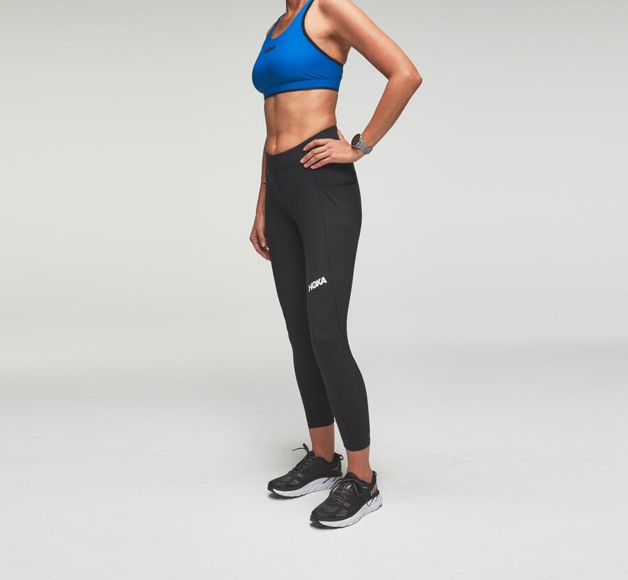 Hoka Australia One One Performance Crop Tight - Womens Pants Black - NXMIL-6472